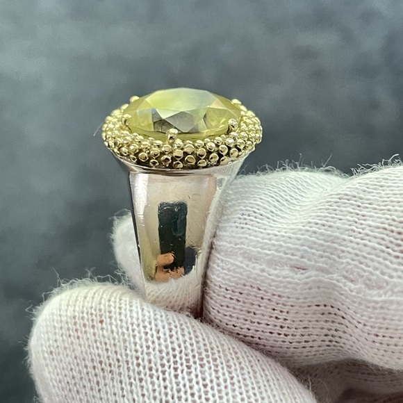 Lagos Caviar 925 & 18k Gold Lemon Citrine Cocktail Ring 6 - Picture 5 of 10